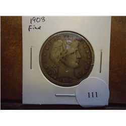 1908 BARBER HALF DOLLAR FINE