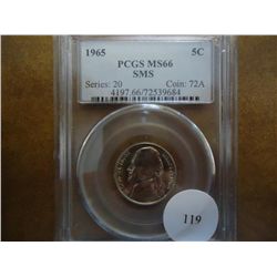 1965 SMS JEFFERSON NICKEL PCGS MS66