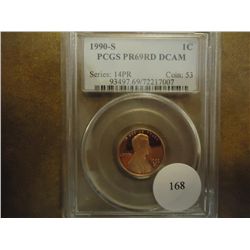 1990-S LINCOLN CENT PCGS PR69 RD DCAM