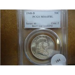 1948-D FRANKLIN HALF DOLLAR PCGS MS64 FBL