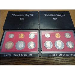 1981 & 82 US PROOF SETS (WITH BOXES)