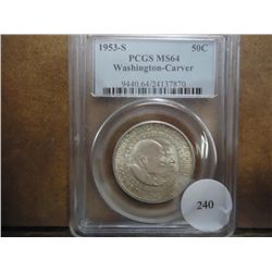 1953-S CARVER / WASHINGTON HALF DOLLAR PCGS MS64