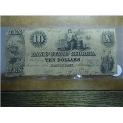 $10 GEORGIA OBSLETE CURRENCY HAND SIGNED & # ED