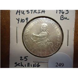 1963 AUSTRIA 25 SCHILLINGS SILVER (UNC)