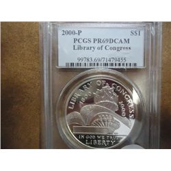 2000-P CONGRESS SILVER DOLLAR PCGS PR69 DCAM