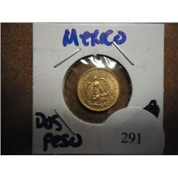 1945 MEXICO GOLD TWO PESOS .0482 OZ. AGW TOTAL