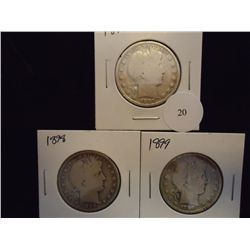 1897,98 & 99 BARBER HALF DOLLARS