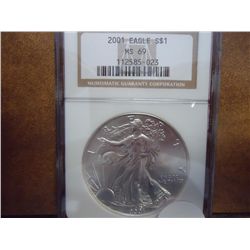 2001 AMERICAN SILVER EAGLE NGC MS69