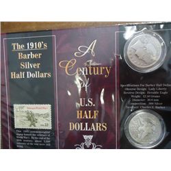 1911-S & 12-S BARBER HALF DOLLARS IN STAMP SET