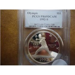 1992-S OLYMPIC SILVER DOLLAR PCGS PR69 DCAM