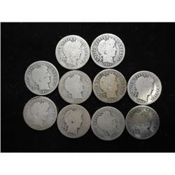 10 ASSORTED BARBER DIMES