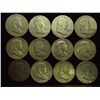 Image 1 : 12 ASSORTED FRANKLIN HALF DOLLARS