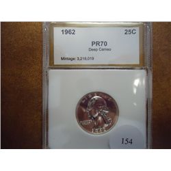 1962 WASHINGTON SILVER QUARTER PCI PR70 DEEP CAMEO