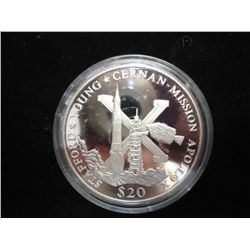 2000 LIBERIA $20 SILVER PROOF MISSION APOLLO 10