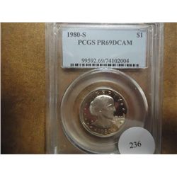 1980-S SBA DOLLAR PCGS PR69 DCAM