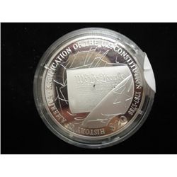 2001 LIBERIA $20 SILVER PROOF RATIFICATION OF THE