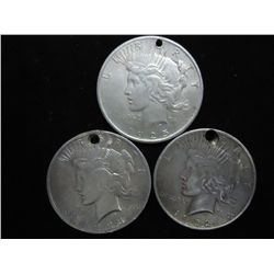 3 PEACE SILVER DOLLARS (AS SHOWN)