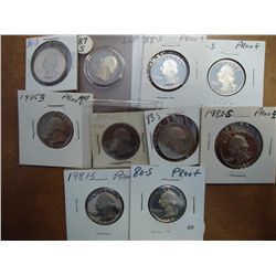 1980-S-89-S PROOF WASHINGTON QUARTERS 10 COINS