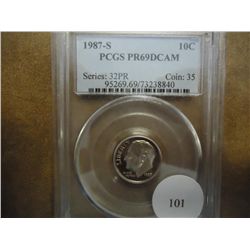 1987-S ROOSEVELT DIME PCGS PR69 DCAM