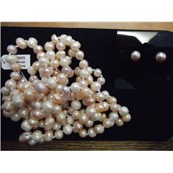 GENUINE FRESHWATER PEARL NECKLACE & EARRINGS