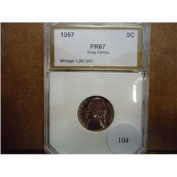 1957 JEFFERSON NICKEL PCI PR67 DEEP CAMEO