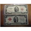 1928-F & 53-A $2 US NOTES RED SEALS
