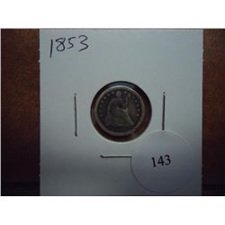 1853 SEATED LIBERTY HALF DIME