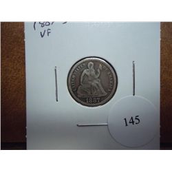 1887-S SEATED LIBERTY DIME (VERY FINE++)