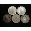 Image 2 : 5 ASSORTED 1940'S INDIA SILVER RUPEES .9370 OZ.ASW