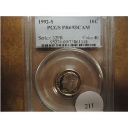 1992-S ROOSEVELT DIME PCGS PR69 DCAM