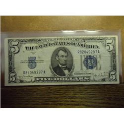 1934-D $5 SILVER CERTIFICATE BLUE SEAL