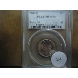 2002-P JEFFERSON NICKEL PCGS MS65 FS