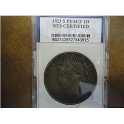 1923-S PEACE SILVER DOLLAR NES CERTIFIED TONED