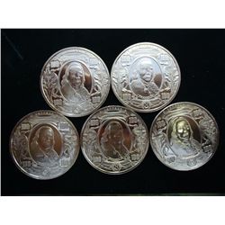 5 1 OUNCE ADVP COPPER ROUNDS ($100 BANK NOTES)