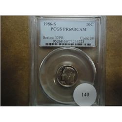 1986-S ROOSEVELT DIME PCGS PR69 DCAM