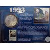 Image 1 : 1993 AMERICAN SILVER EAGLE AND STAMP SET