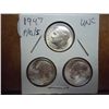 Image 1 : 1947 P/D/S (UNC) SILVER ROOSEVELT DIMES