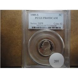 1989-S JEFFERSON NICKEL PCGS PR69 DCAM