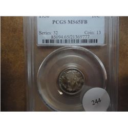 1950 SILVER ROOSEVELT DIME PCGS MS65 FB TONED