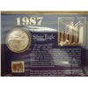 Image 1 : 1987 AMERICAN SILVER EAGLE & STAMP SET (AS SHOWN)