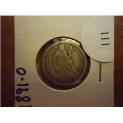 1891-O SEATED LIBERTY DIME (VERY GOOD)