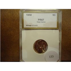 1958 JEFFERSON NICKEL PCI PR67 DEEP CAMEO