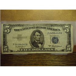 1953-A $5 SILVER CERTIFICATE BLUE SEAL