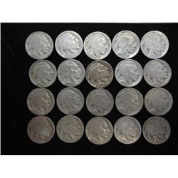 20 ASSORTED 1920'S BUFFALO NICKELS