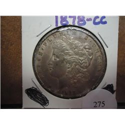 1878-CC MORGAN SILVER DOLLAR AU RIM BUMPS