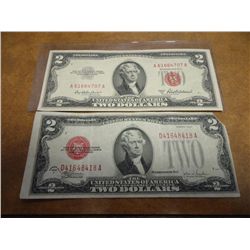 1928-F & 53-A $2 US NOTES RED SEALS