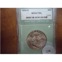 1954-D FRANKLIN HALF DOLLAR NTC MS64 FBL