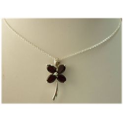 19.20 ctw Garnet Pendant with chain .925 Sterling Silve