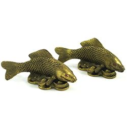 Brass Koi Fish on Bed of Wealth Represent Perserverance