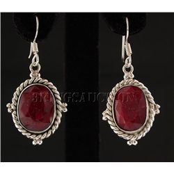 RUBY CORRUNDUM 36.84CTW SILVER HOOK EARRING